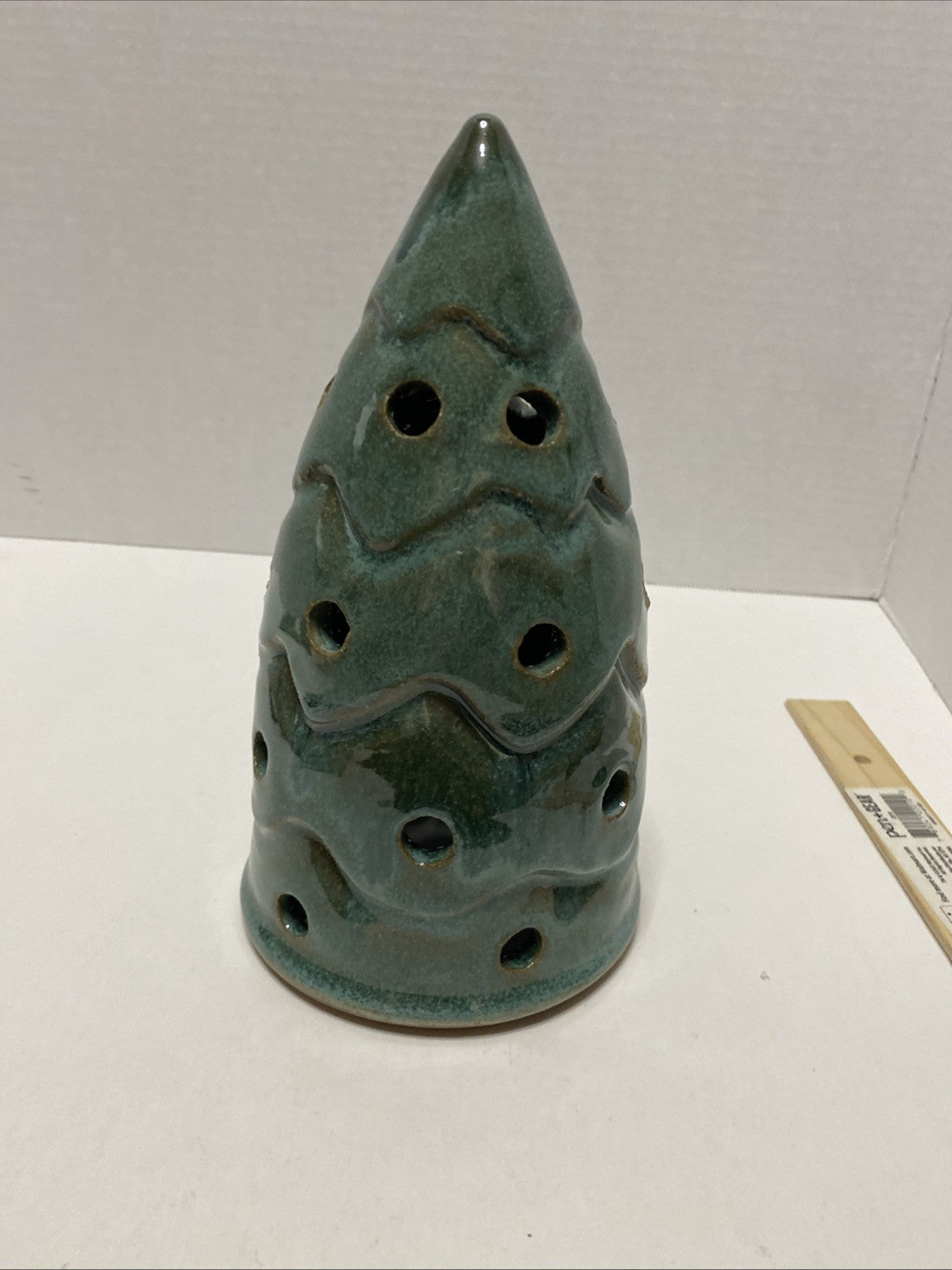 Pottery Whimsical Christmas Tree Lantern Candle Holder Decor Art Studio Pottery
