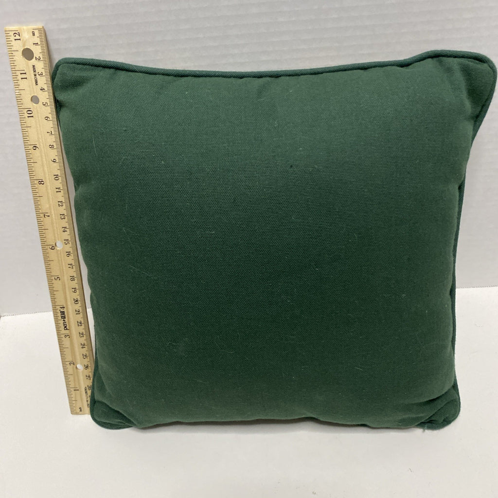 Christmas Tapestry Throw Pillow Teddy Bear 11x11 Green square