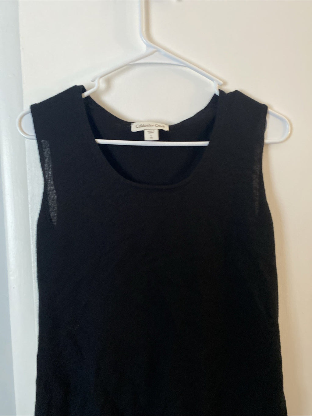 Coldwater Creek Size L Black 100% Cotton Scoop Neck Shell Vest Sweater Top