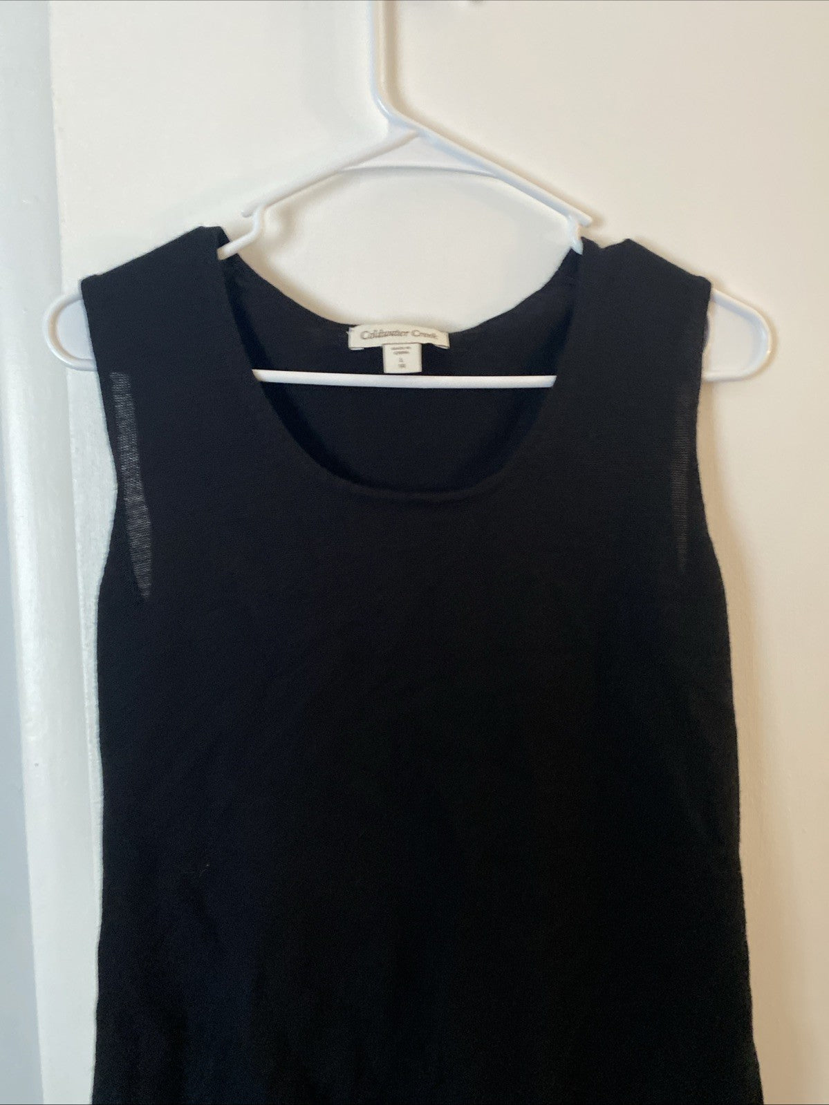 Coldwater Creek Size L Black 100% Cotton Scoop Neck Shell Vest Sweater Top