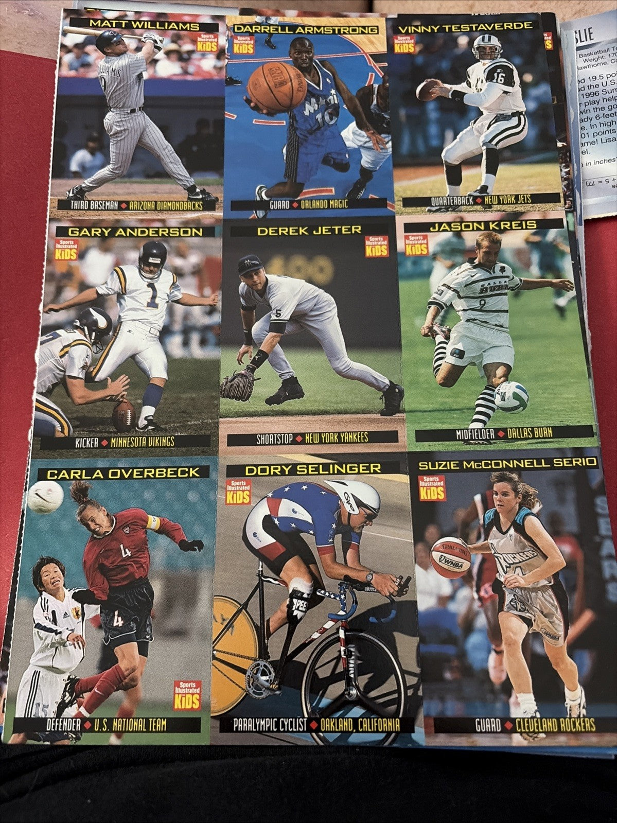1999 Sports Illustrated for Kids Series 4 (9/99) Uncut Sheet Derek Jeter