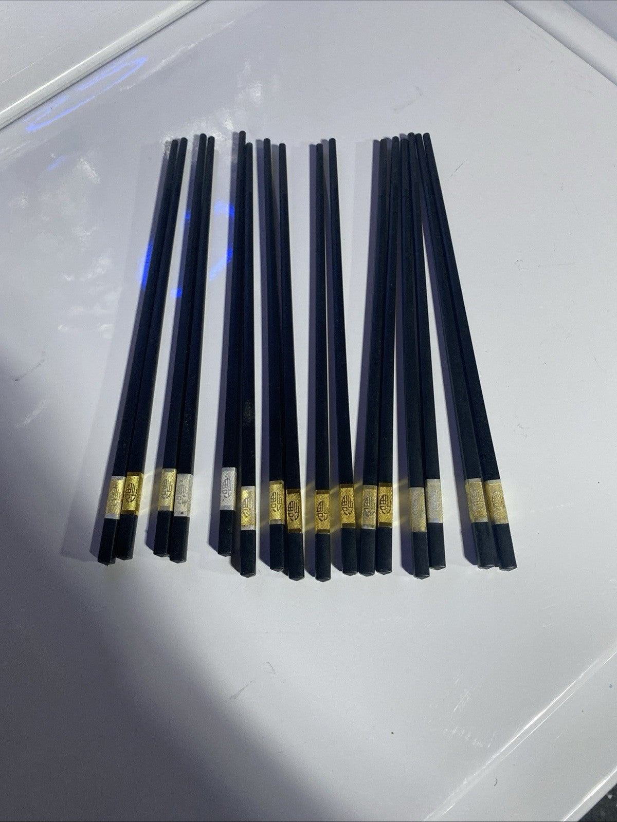 Chopsticks eight set plastic black 12 inches long
