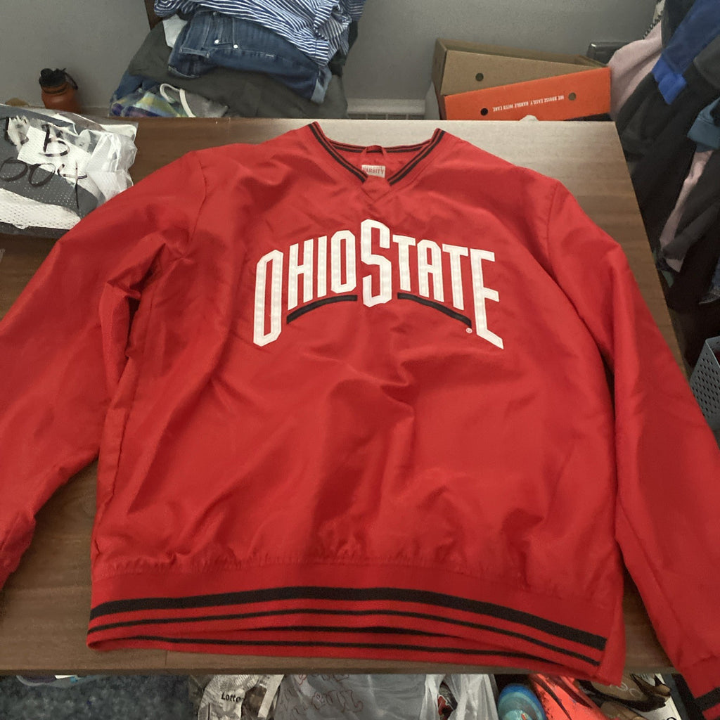 Ohio State Varsity Men XL Red Polyester Pullover Sweatshirt V Neck Windbreaker