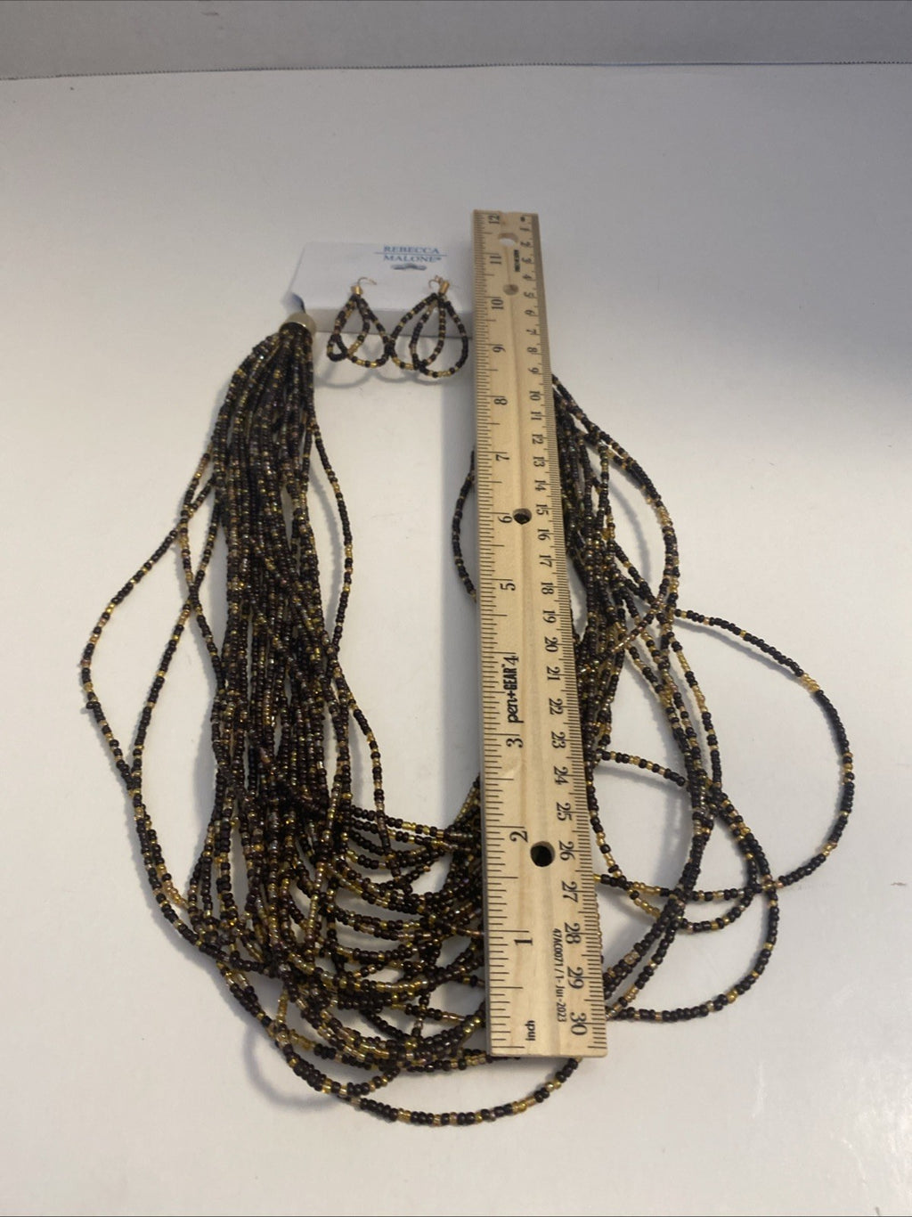 NWT Rebecca Malone 13 Strand Multi Colored Beaded Necklace earring set