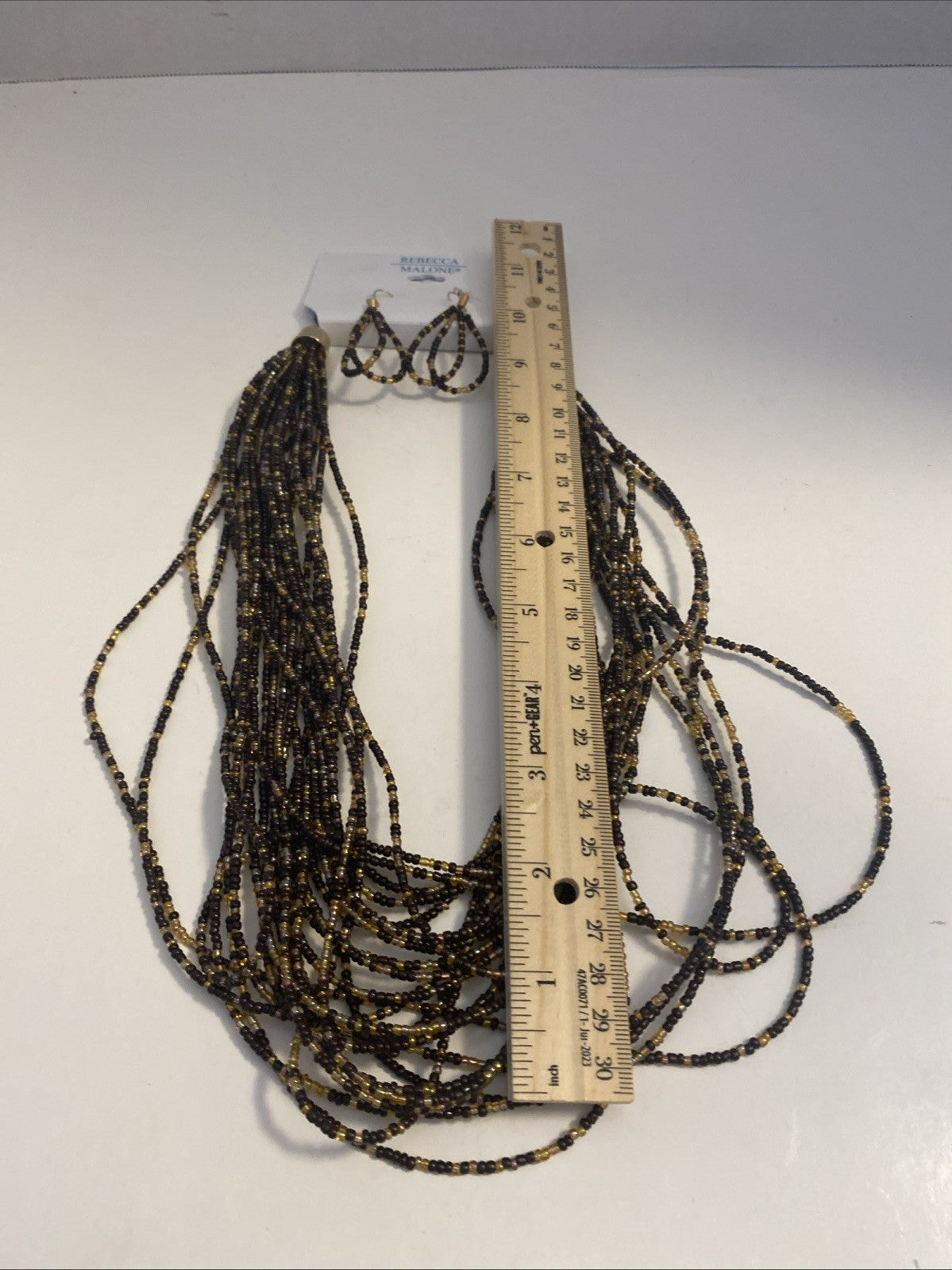 NWT Rebecca Malone 13 Strand Multi Colored Beaded Necklace earring set