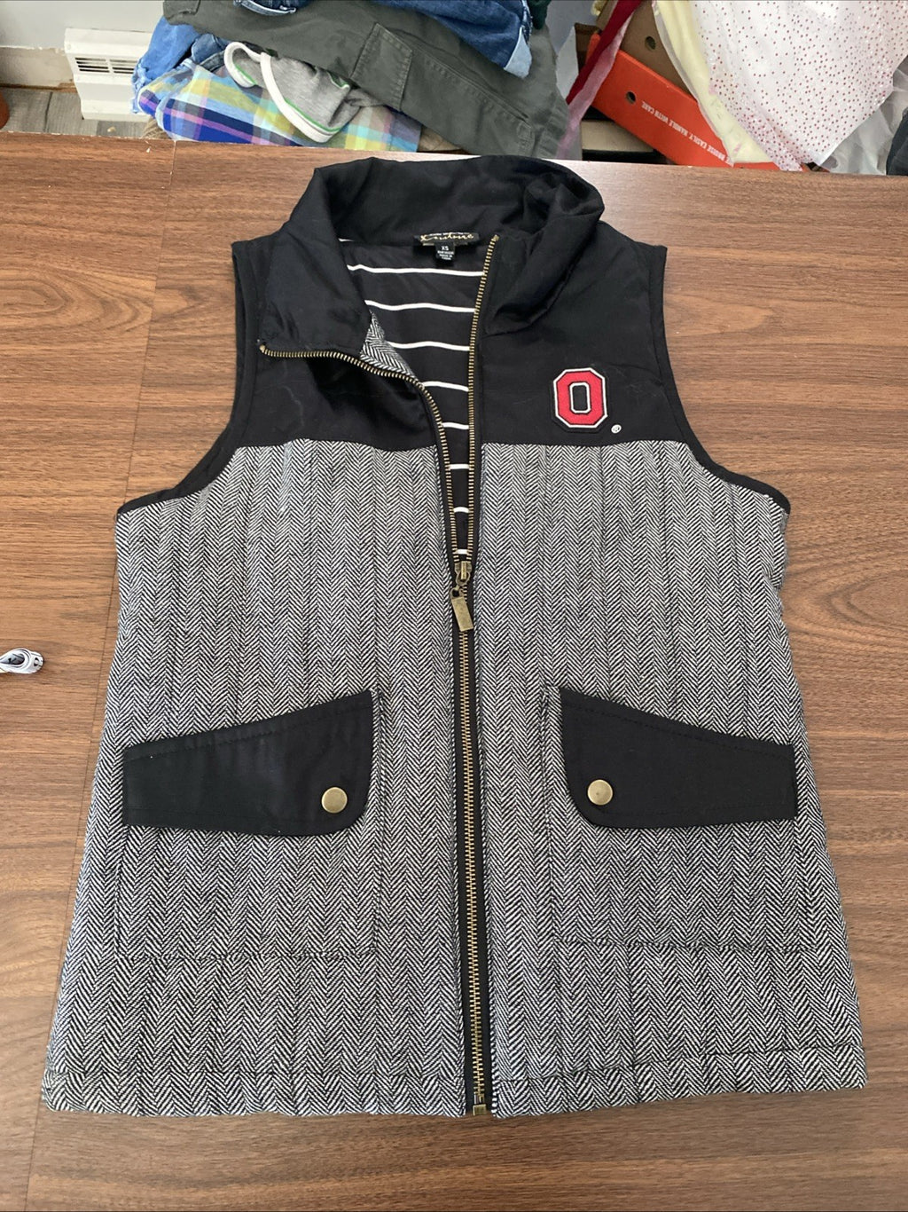 The Ohio State Buckeyes Herringbone Vest Womens XS Gameday Football NCAA