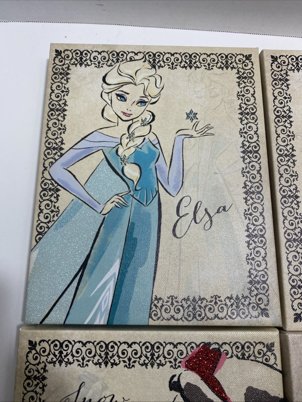 SET OF 4 DISNEY PRINCESS PICTURES  8" X 10" SNOW WHITE ARIEL ELSA JASMINE