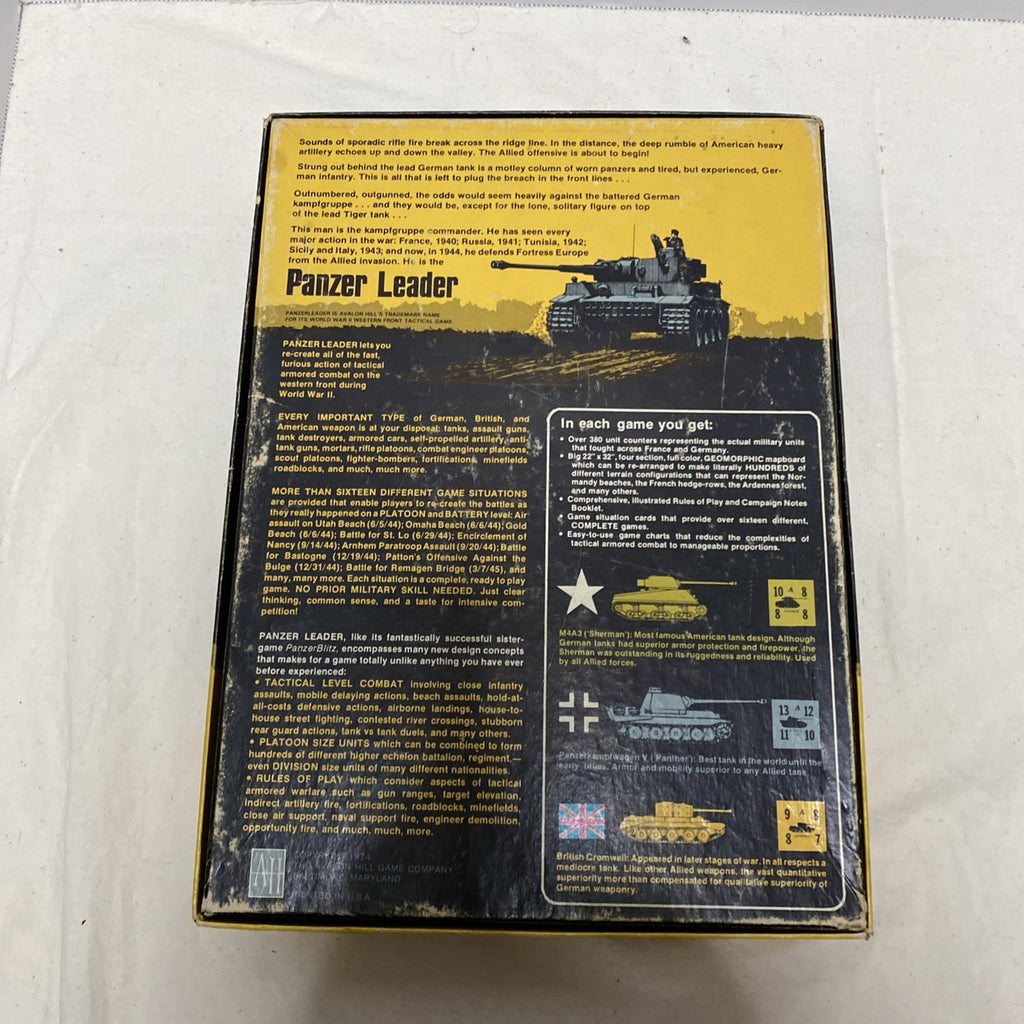 Vintage Avalon Hill Panzer Leader Board Game of Tactical Warfare 1944-45