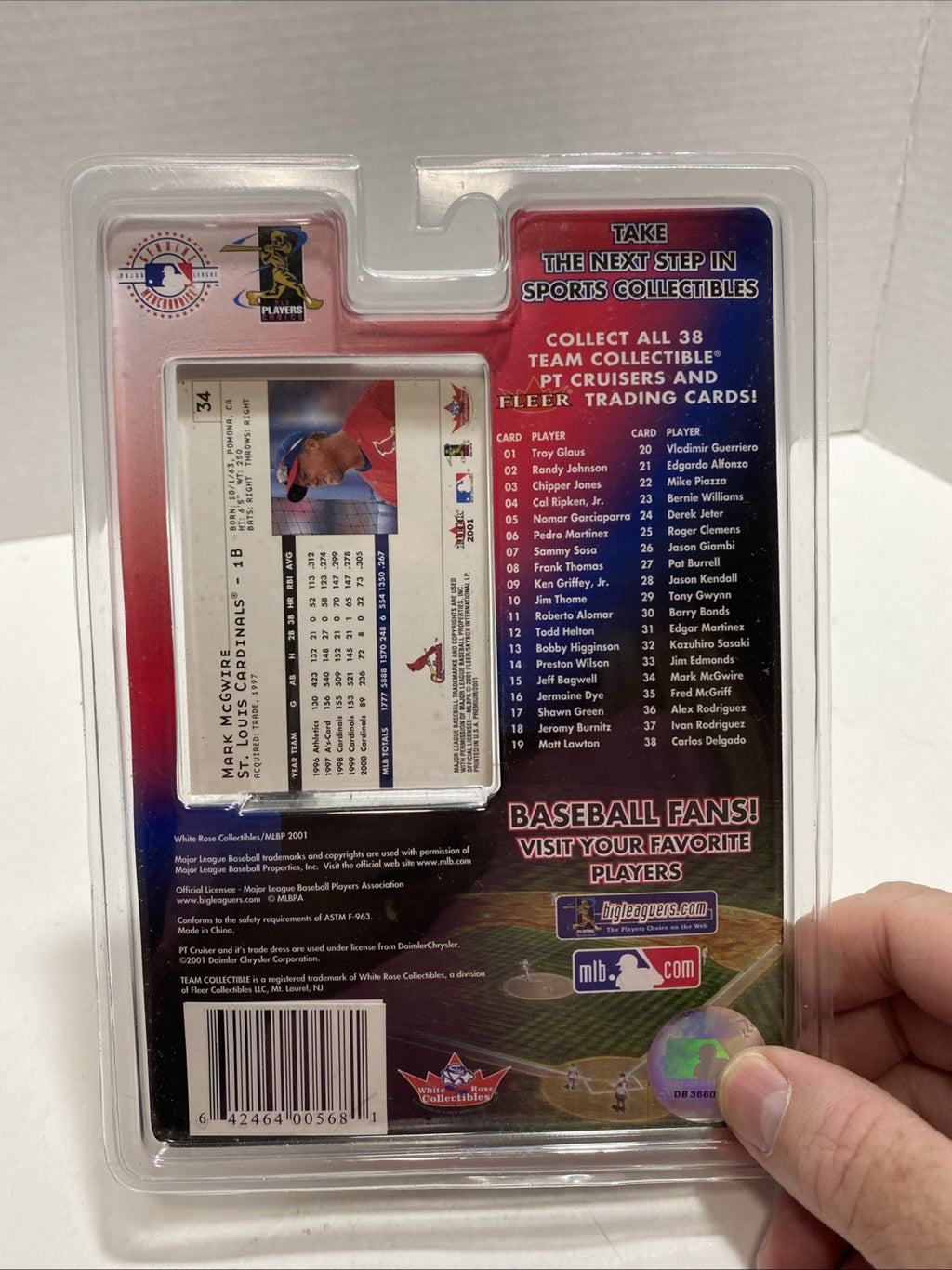 MLB White rose collectibles fleer Mark McGuire vehicle and card St. Louis Cardin