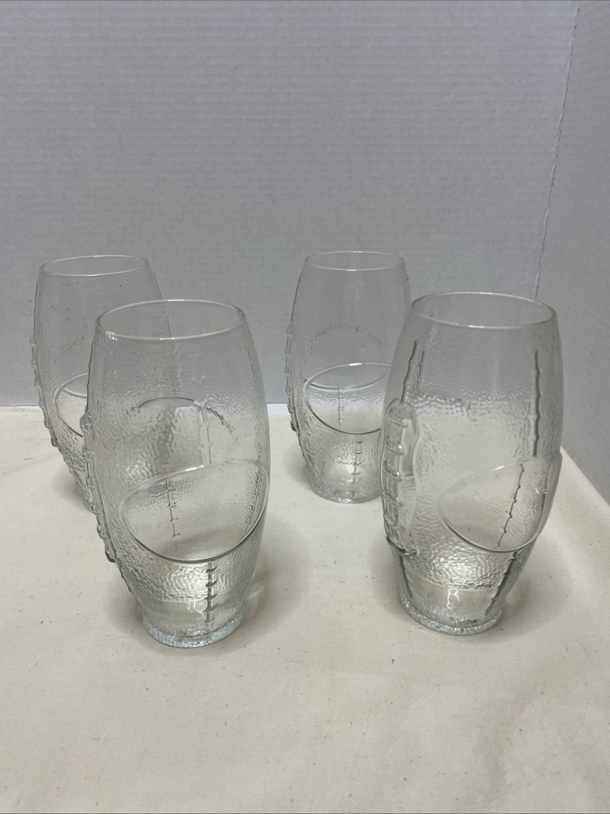 Football Shaped Textured Tumbler Glasses Set Of 4