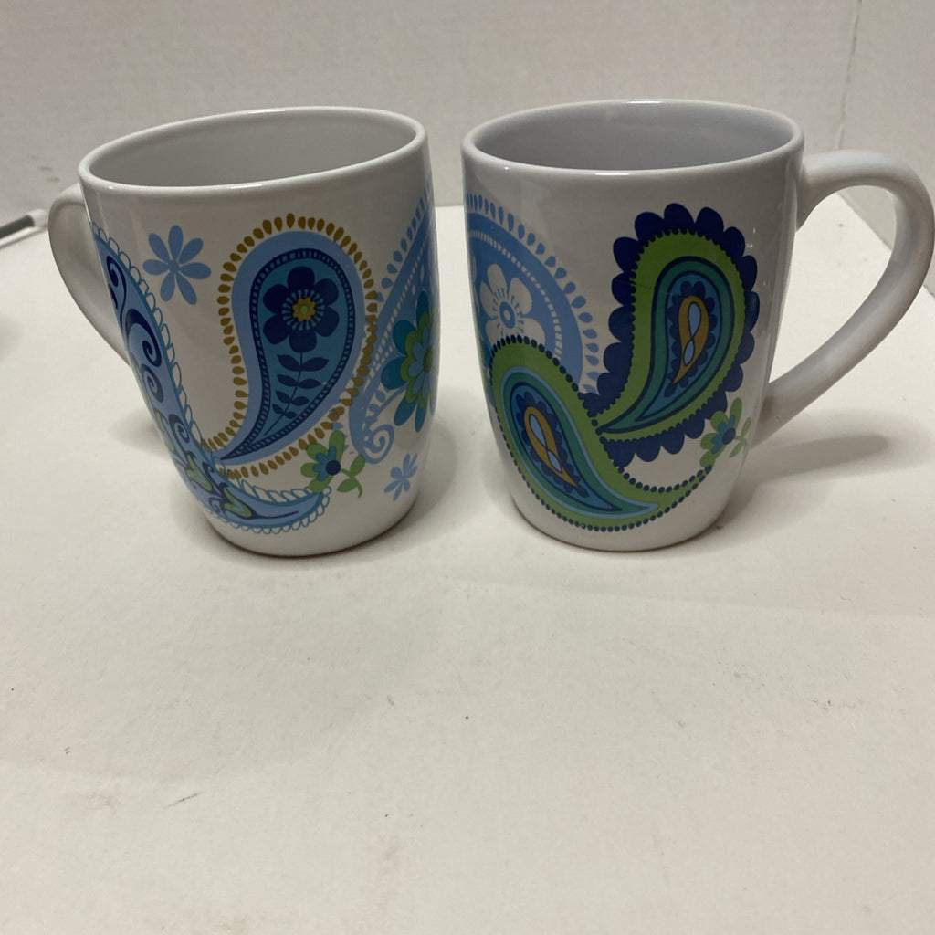Royal Norfolk Floral Paisley Print - Blue & Green - 12 oz Coffee Tea Mug Cups -2
