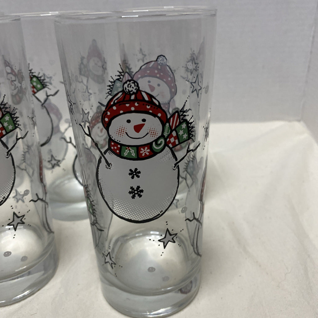 Vintage LIBBEY SNOWMAN GLASSES - Lot Of 6