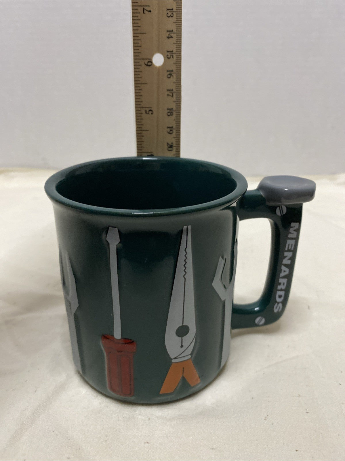 Green Menards Coffee Mug 3D Tools Wrench Pliers Handyman 4”  Cup