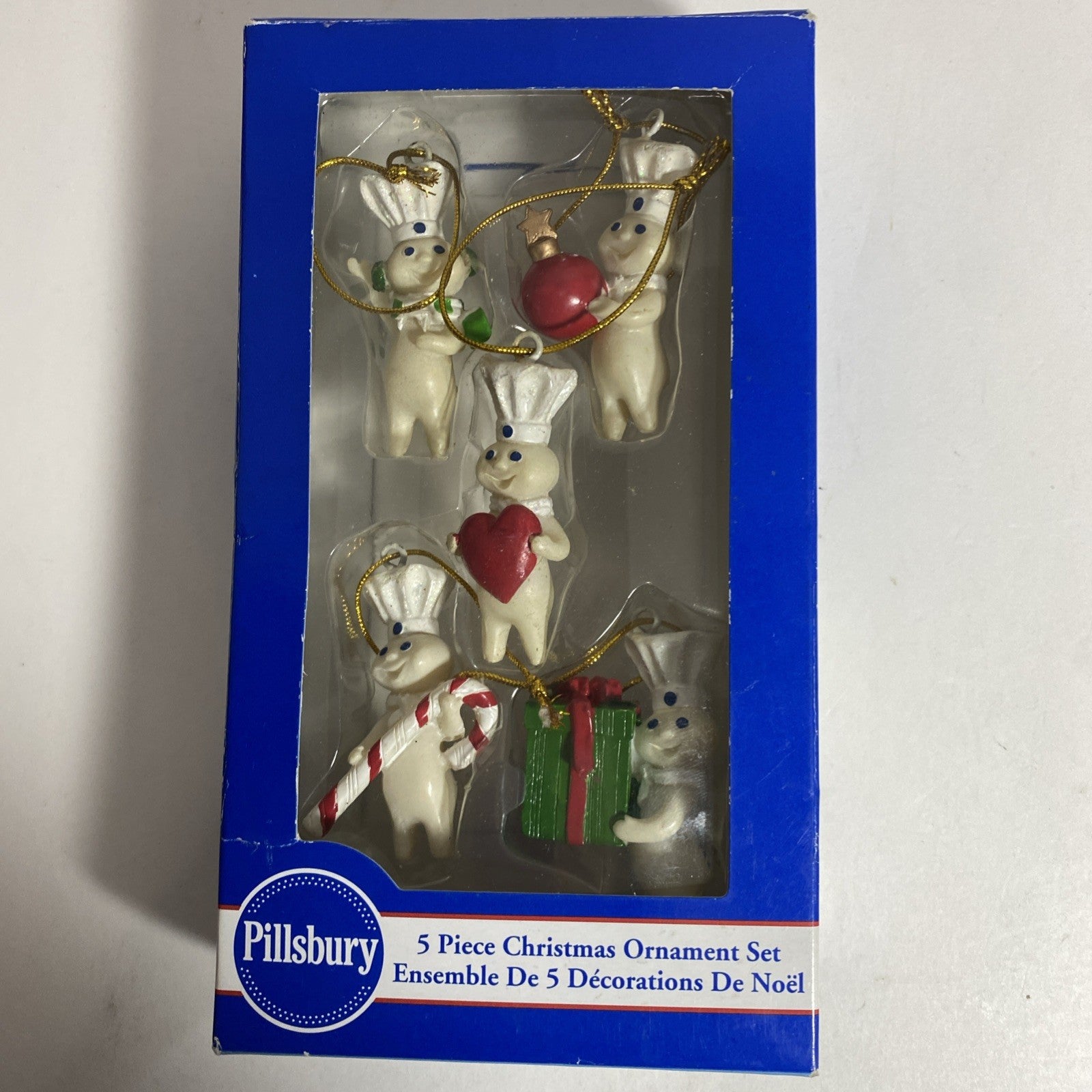 Set Of 5 Mini Pillsbury Doughboy Christmas Ornaments In Box Vintage