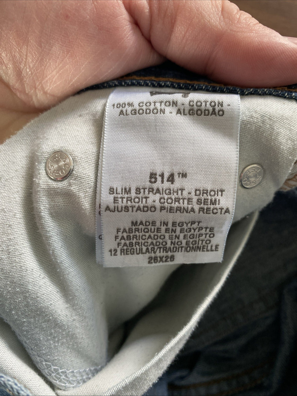 Levis Jeans Womens Size 12R Blue 514 Slim Straight Leg Mid Rise Dark Wash 26x26
