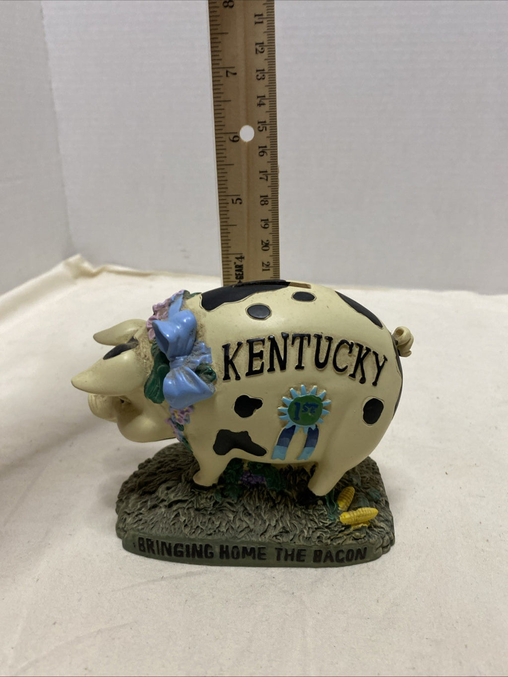 Vintage Kentucky Piggy Bank Fair 1st Place  Pig “Bringing Home The Bacon”