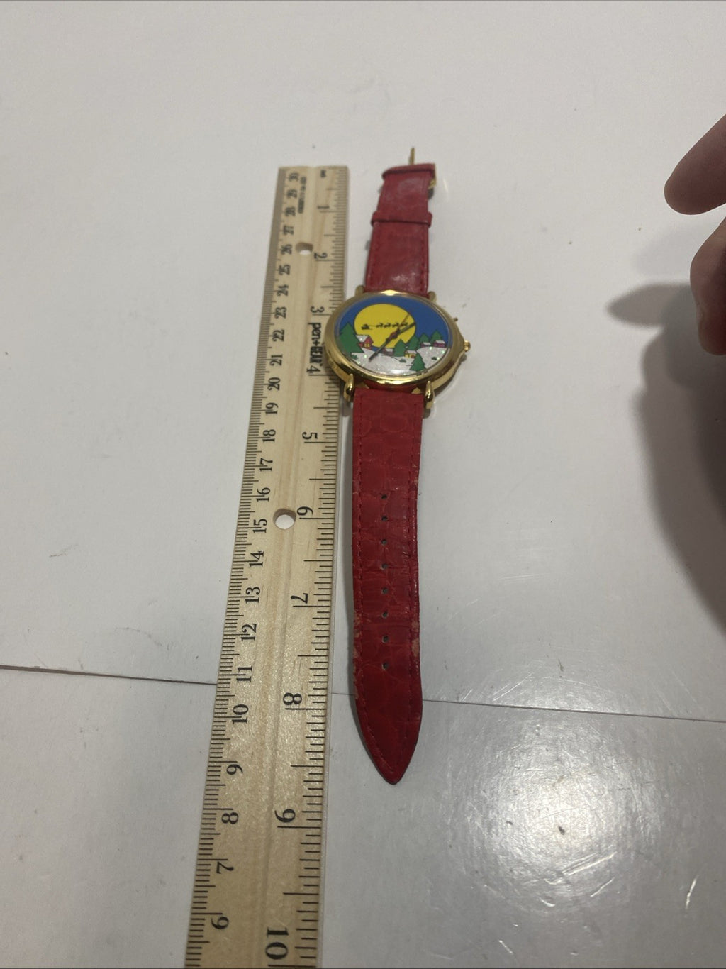 Vintage Christmas watch red band needs battery