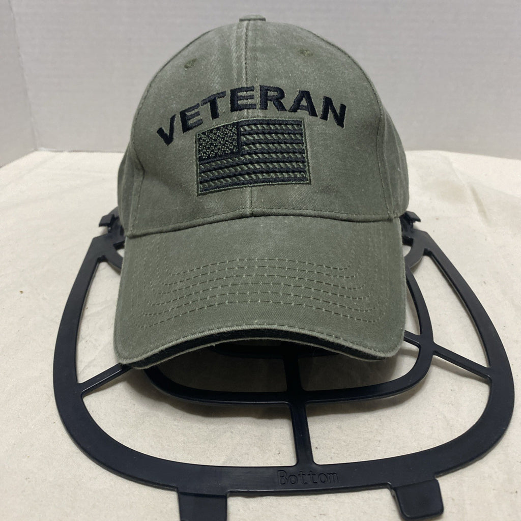 Military Veteran Vet Hat Cap Strap Back Green American Flag Army Mens
