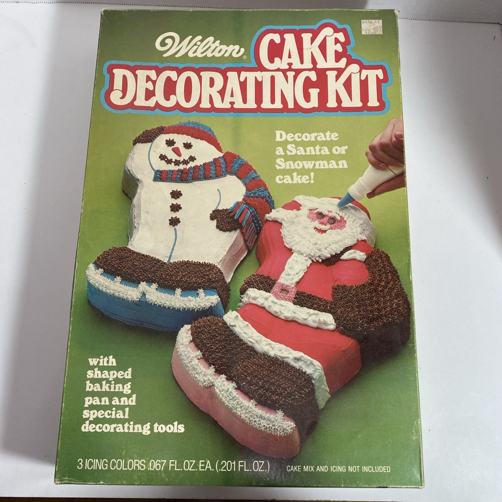 VTG CHRISTMAS WILTON CAKE DECORATING KIT SANTA SNOWMAN BAKING PAN