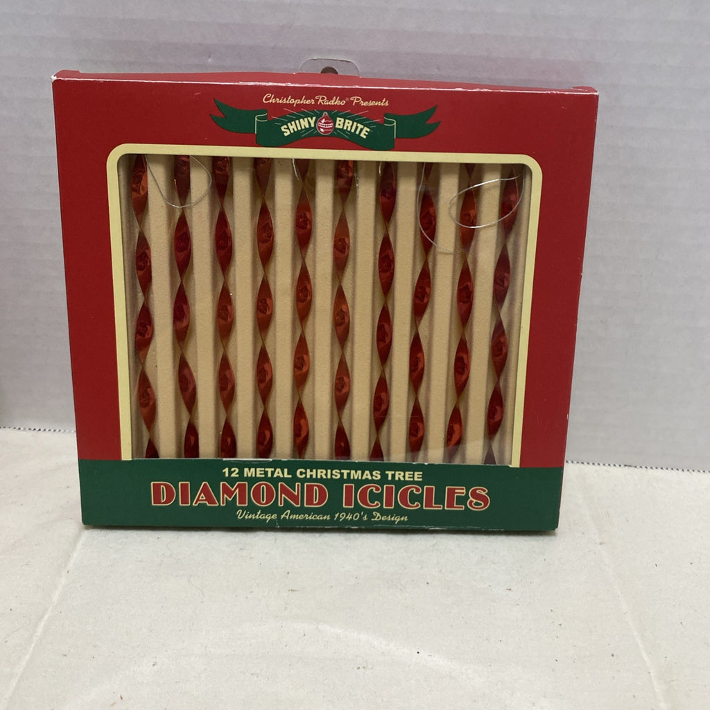2012 Shiny Brite Diamond Icicles  Set Of 3-12 In Original Box. 1940’s Design.