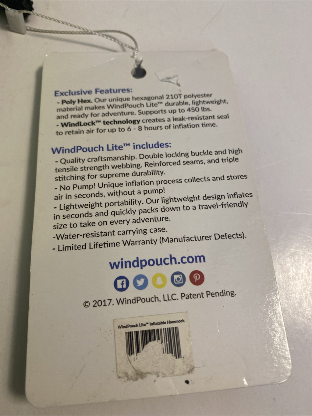 Lightweight & portable Wind Pouch  Hammock Air-Mock
