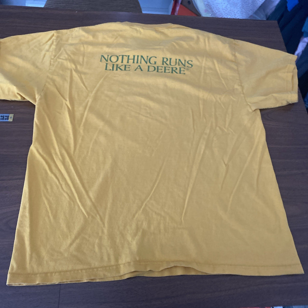 VTG John Deere Nothing Runs Like A Deere T-Shirt Yellow 2XL Men's Free Shipping