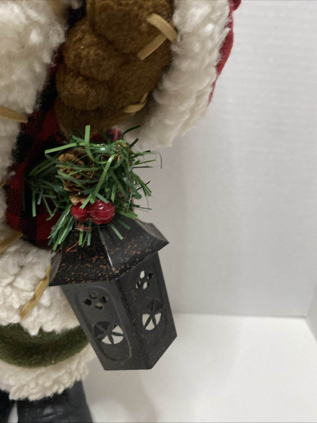 Vintage Old World Santa 19inch W/ Presents and Lantern Woodsy Christmas