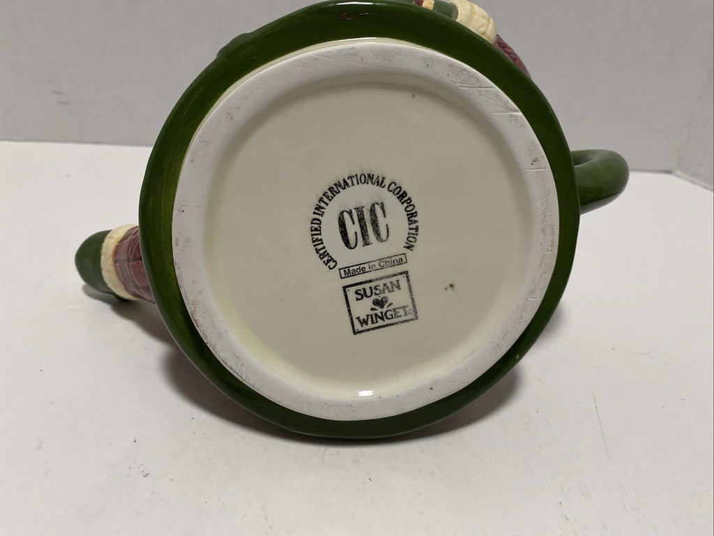 Susan Winget Certified International Company Stacking  Santa Teapot Top Only