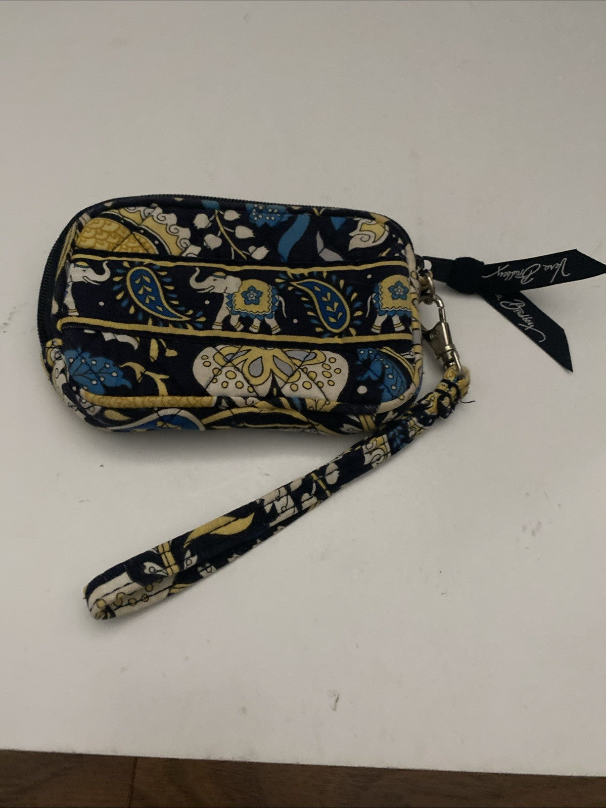 Vera Bradley Coin Card Wallet floral theme with elephant, yellow blue black whit