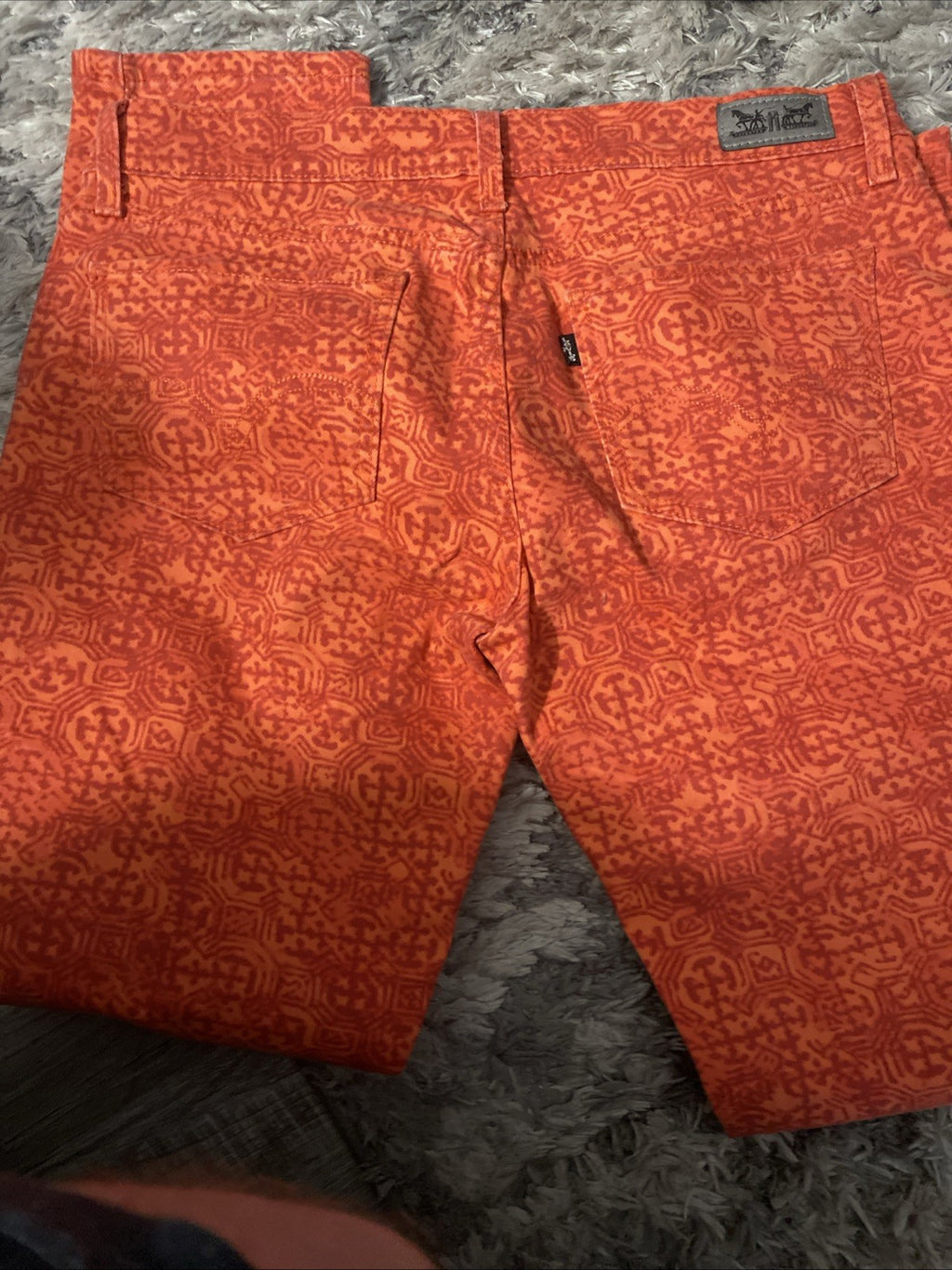 Levi Women’s 524 Two Super Low Jeans 13M 31x32 Orange Pattern