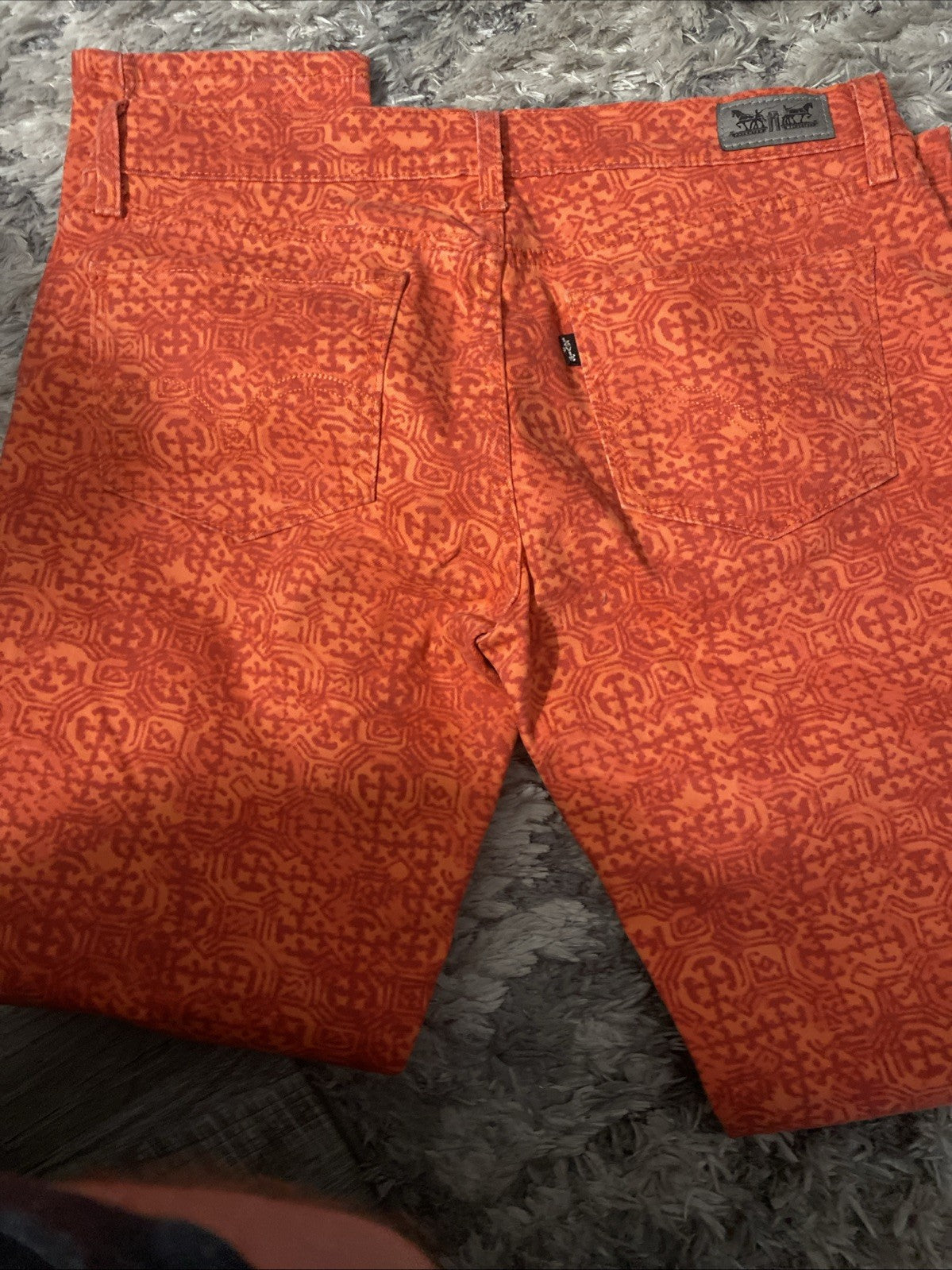 Levi Women’s 524 Two Super Low Jeans 13M 31x32 Orange Pattern
