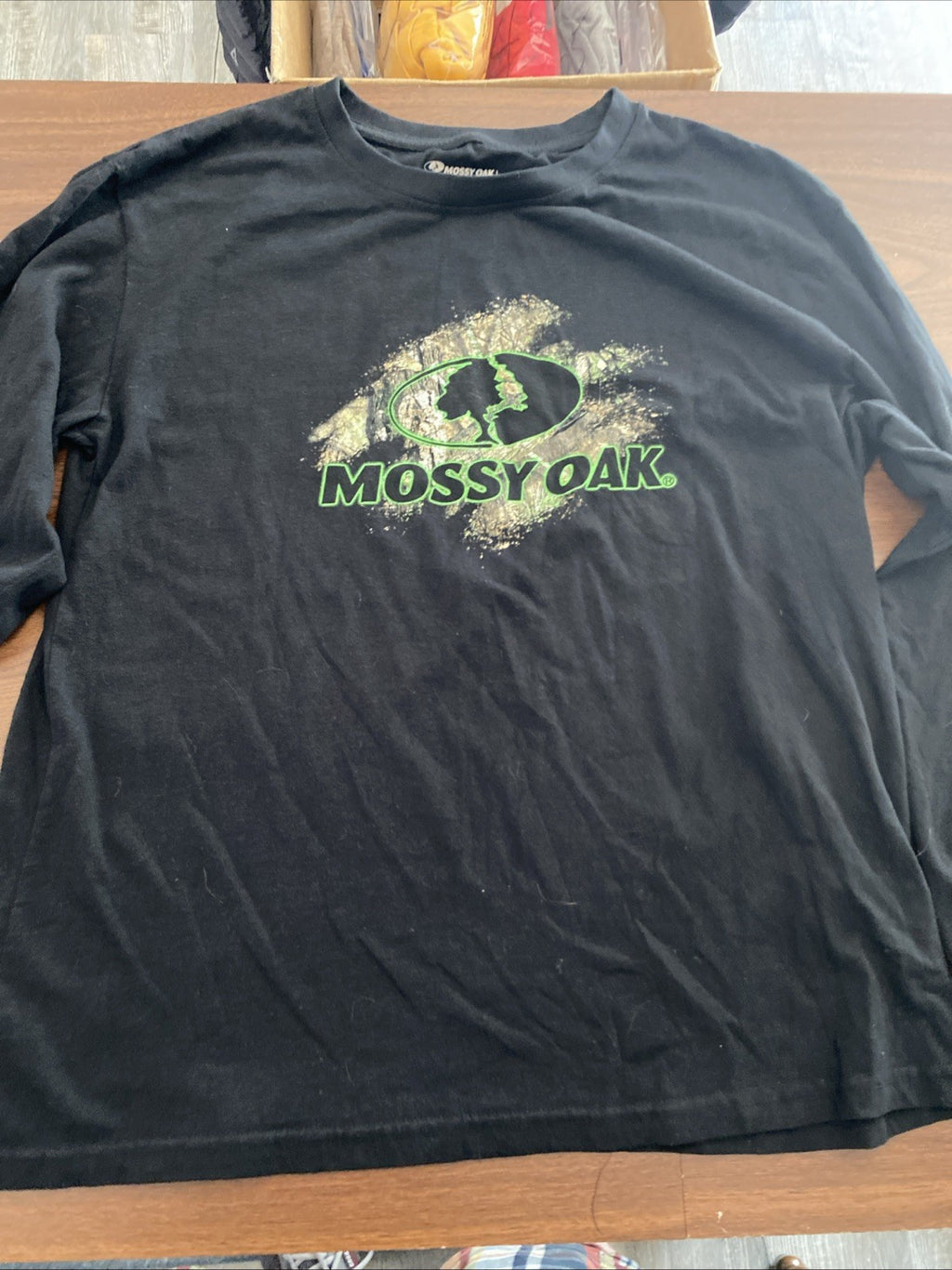 Mossy Oak Men's XL Black Long Sleeve Tee Shirt Graphic Logo on Front