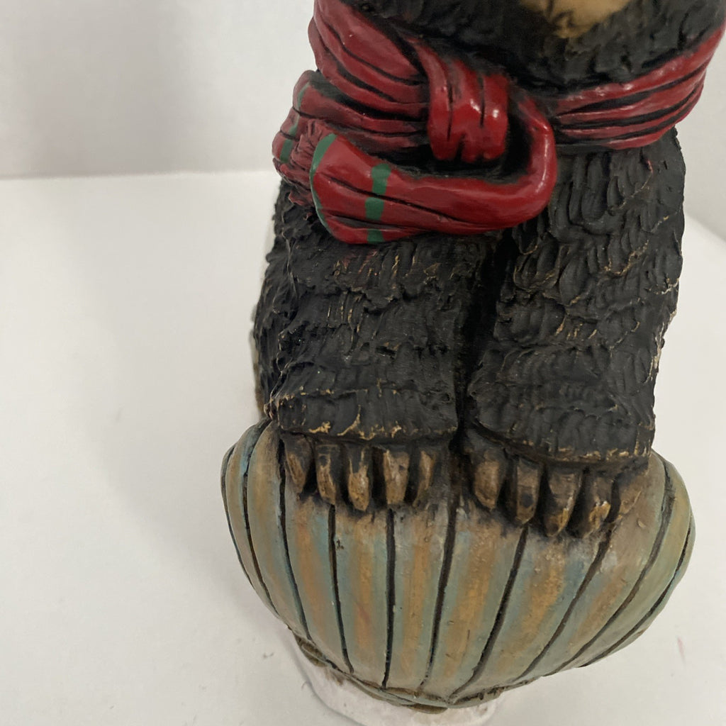 Stone Bunny Inc Bear Sleigh Ridd 9.75" Statue Christmas Fish 2002 Telle M Stein