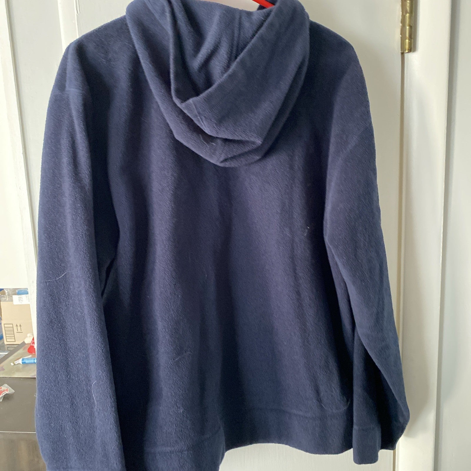 Vintage Y2K 00's Old Navy Hoodie Size Large Soft Navy Logo Basic Boxy Polyester
