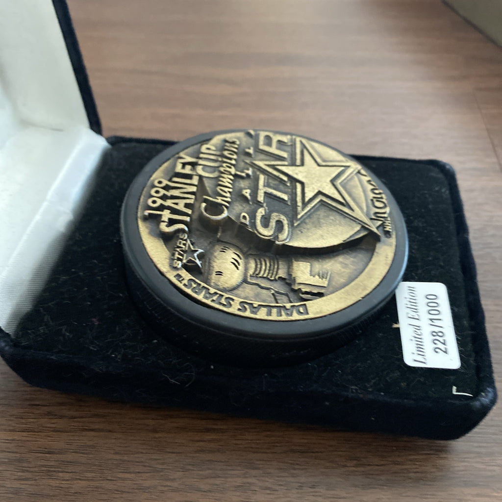 Brass Covered Official 1999 Dallas Stars Stanley Cup Champions Puck 228/1000
