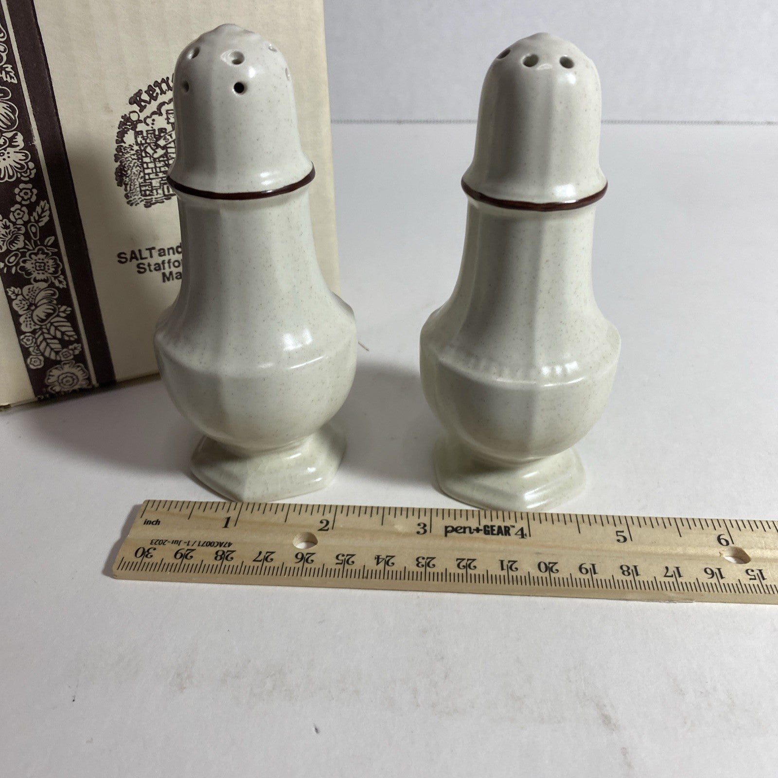 KENSINGTON STAFFORDSHIRE ENGLAND IRONSTONE CANTERBURY SALT and PEPPER SHAKERS