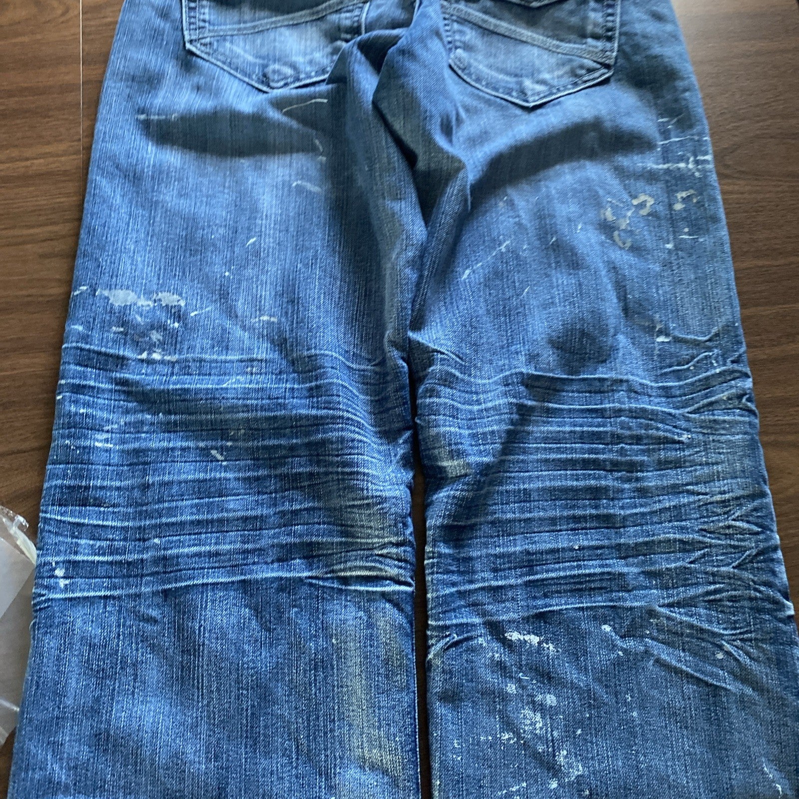 Helix Ladies Loose Straight Fit Jeans 30/32 Distressed Paint Jeans