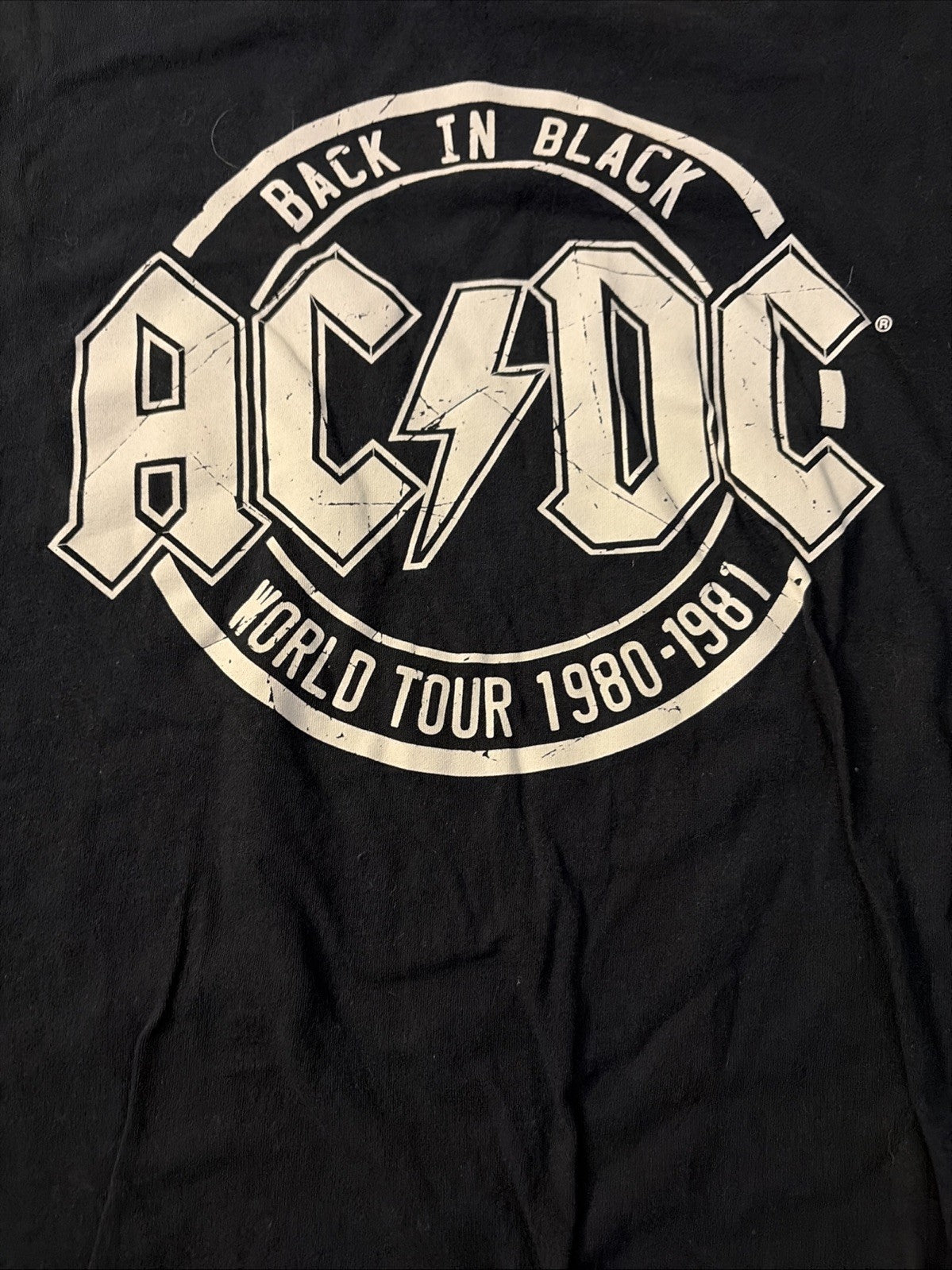 AC/DC Back In Black World Tour 1980-1981 T Shirt M Rock Band Graphic Tee Black