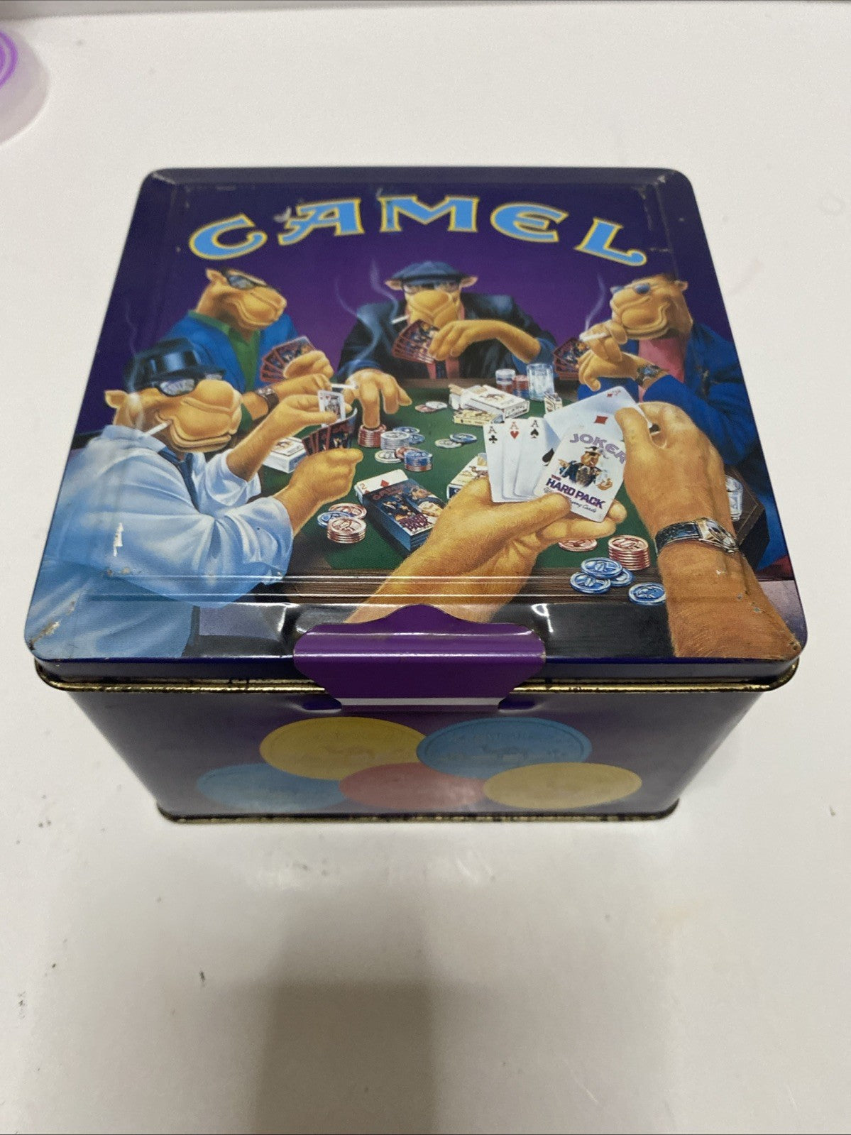 Joe Camel Casino Poker Set Original Tin Box, Both Cards/Chips Still In Wrap Rare