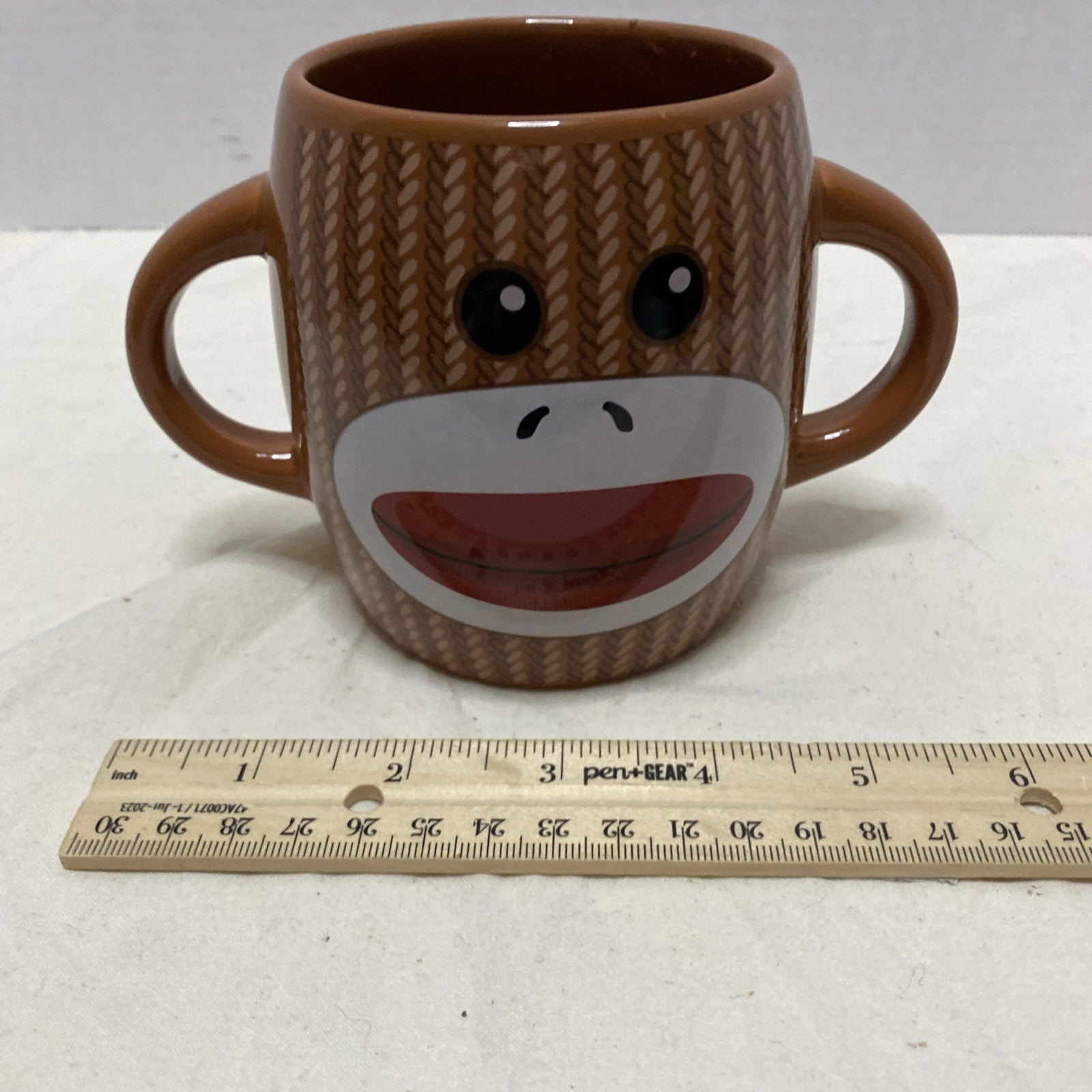 Galerie Sock Monkey 16 oz Ceramic Coffee Or Cocoa Mug With 2 Handles 