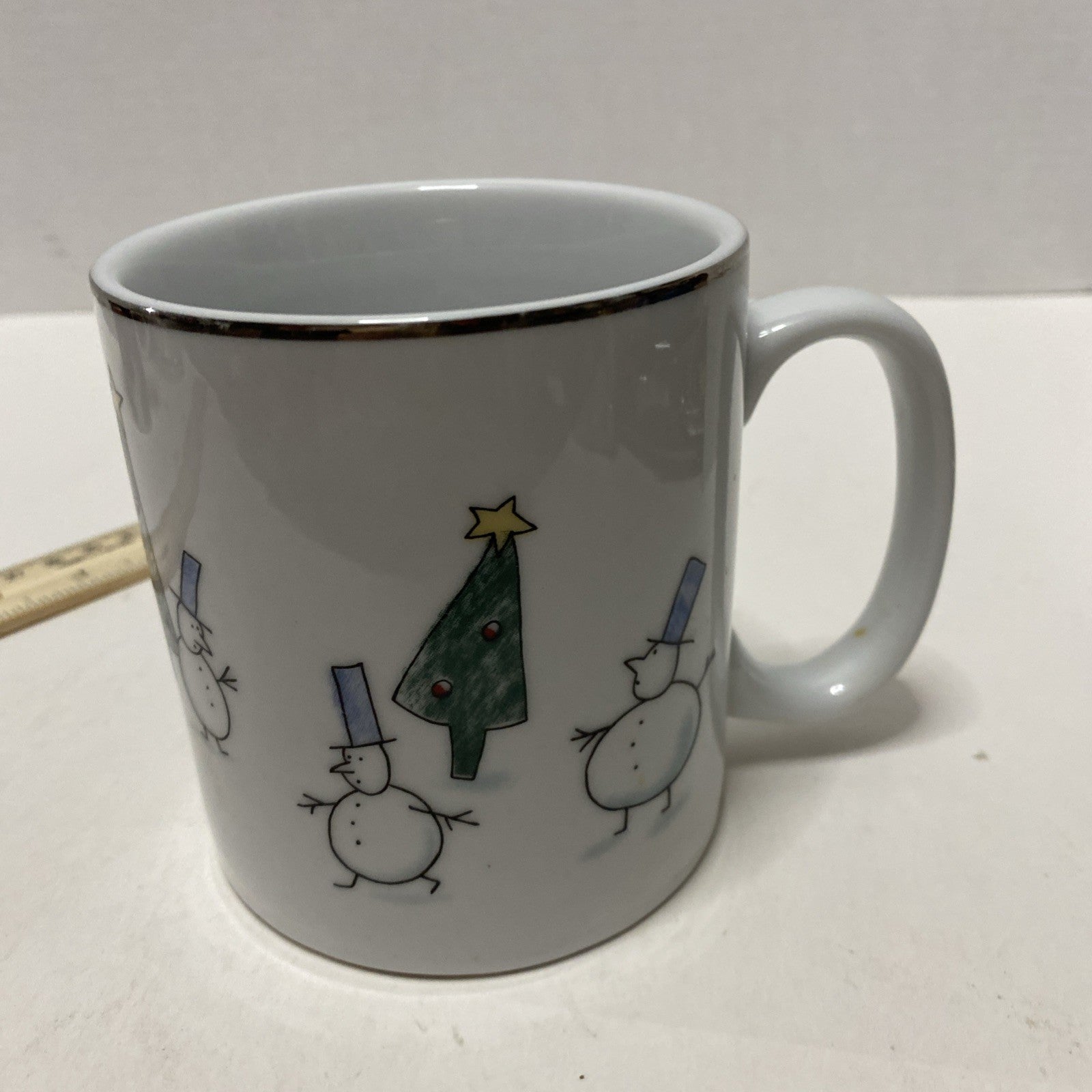 Eddie Bauer Ceramic Snowman & Christmas Tree Mug Coffee Tea