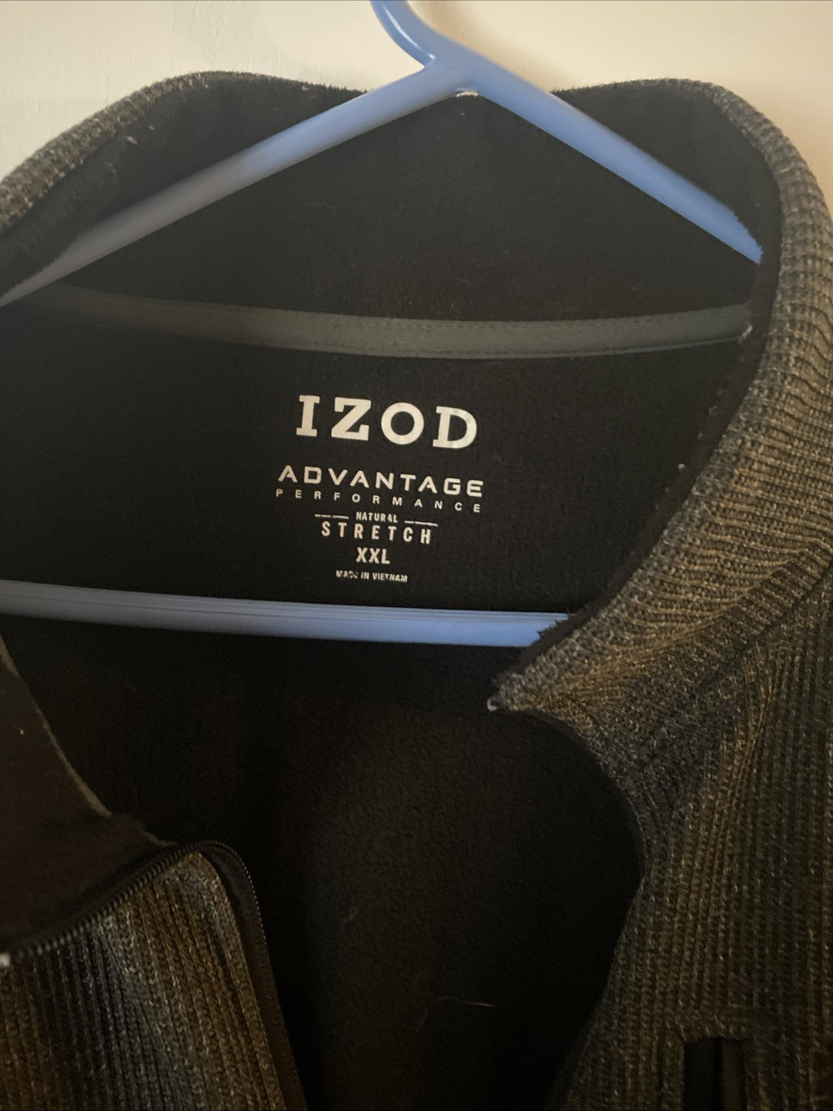 IZOD Advantage Performance Natural Stretch 2XL Full Zip Sweatshirt Jacket Gray