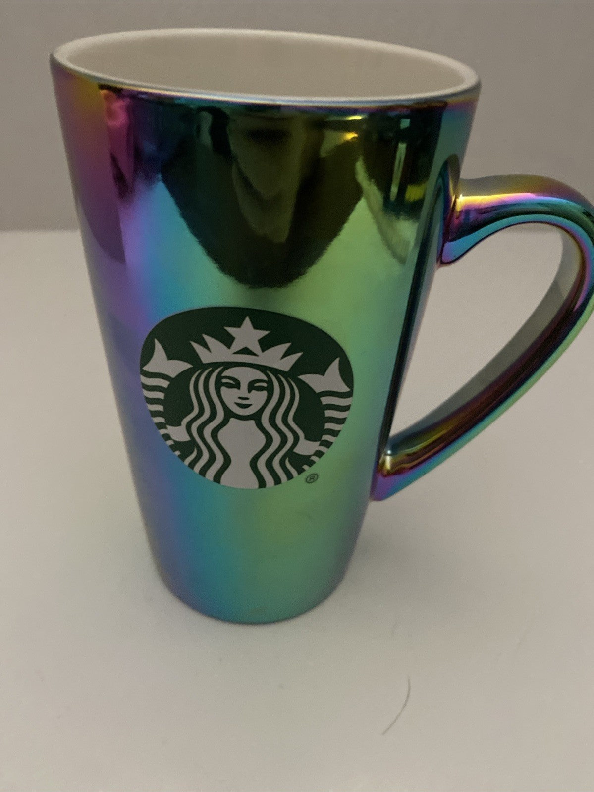 Starbucks 2022 Tall Holographic Iridescent Mug Green Mermaid Logo Coffee Cup