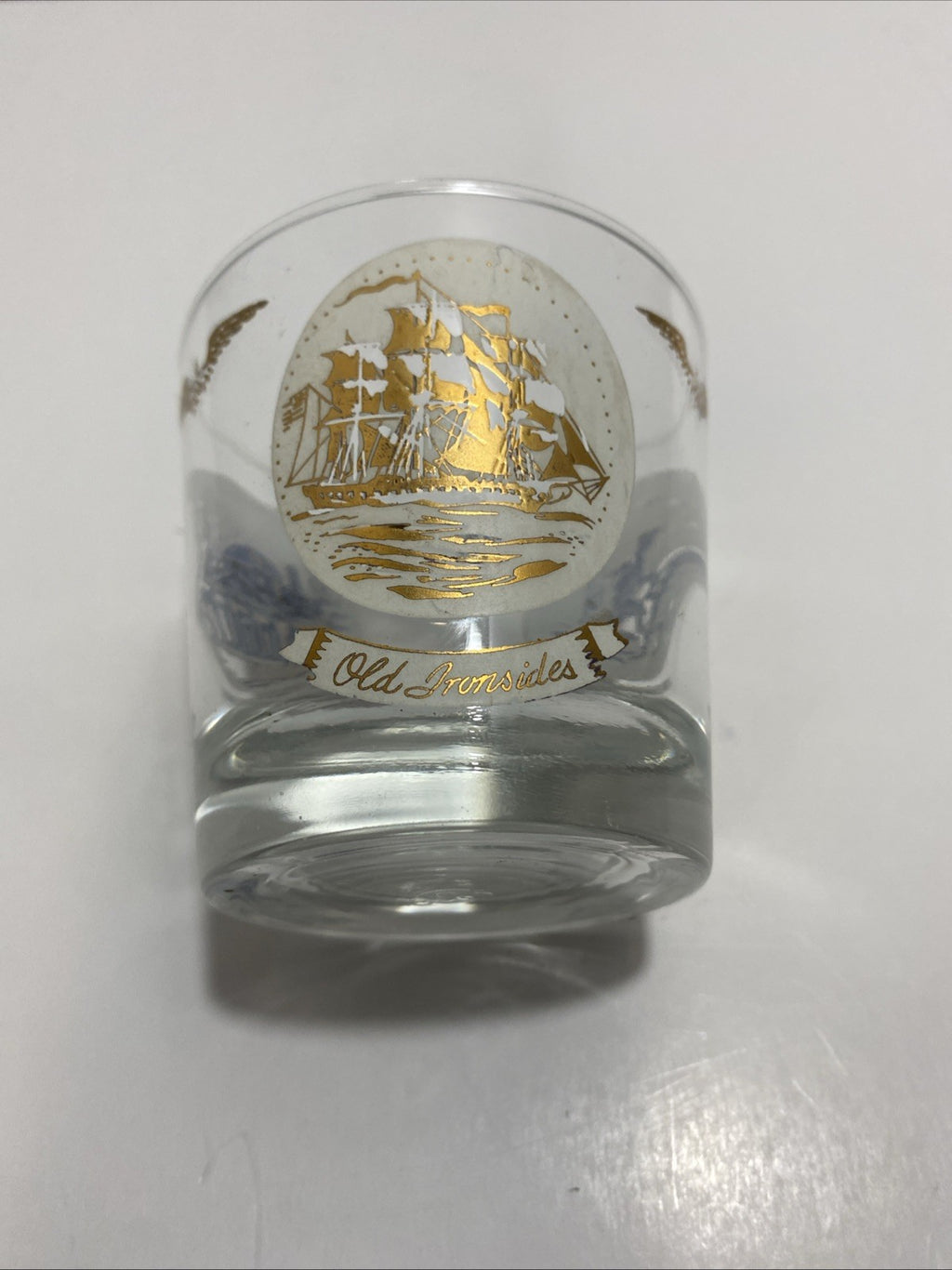 Paul Revere, OldIronsides, Bar or Old Fashion Glass Vintage Libbey, 3.5"H