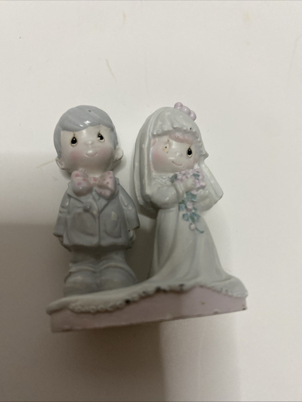 1990 Precious Moments Cast Metal Miniature Bride & Groom Figurine Wedding 2"tall