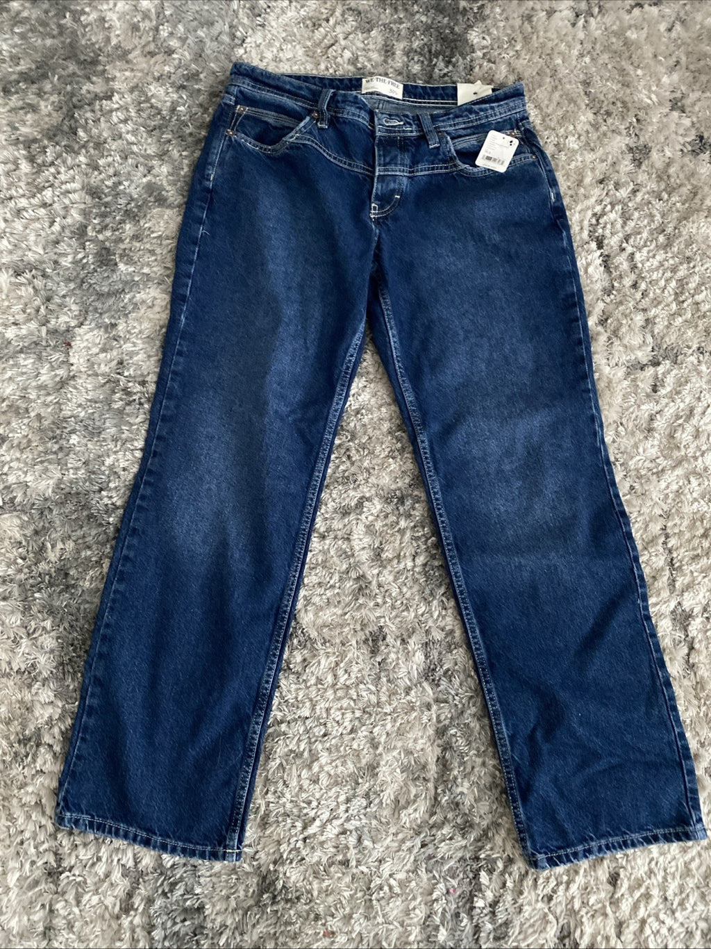 We The Free Jeans Womens 30 Blue Denim Button Fly Shelby Low Rise Boyfriend Jean