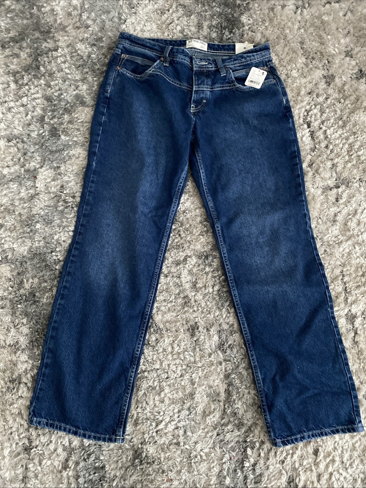 We The Free Jeans Womens 30 Blue Denim Button Fly Shelby Low Rise Boyfriend Jean