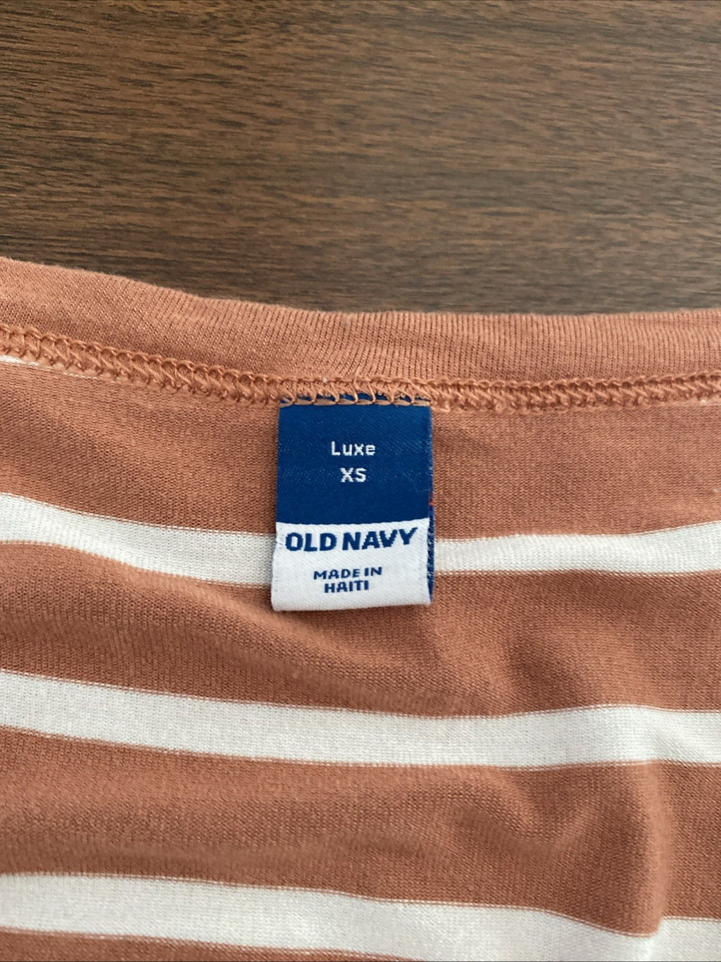 Old Navy women’s extra small long sleeve cotton tan and white striped shirt