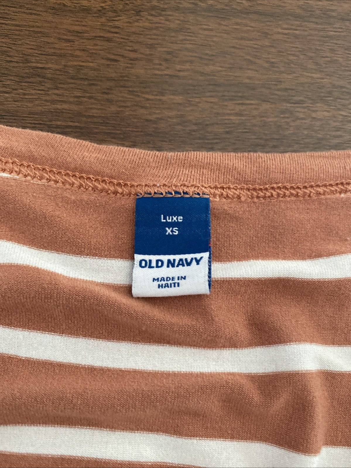 Old Navy women’s extra small long sleeve cotton tan and white striped shirt