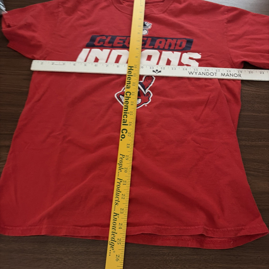 Cleveland Indians Shirt Adult Medium Red & White MLB Baseball Short Sleeve Mens